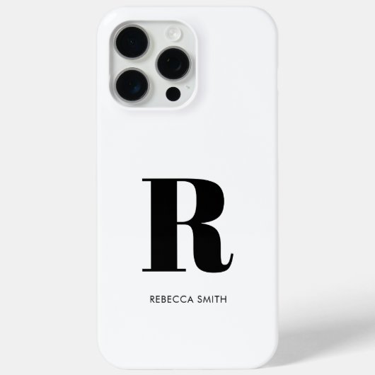 Eenvoudig wit modern monogram Case-Mate iPhone case (Achterkant)