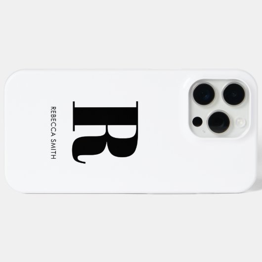 Eenvoudig wit modern monogram Case-Mate iPhone case (Achterkant (horizontaal))