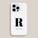 Eenvoudig wit modern monogram iPhone 15 pro max hoesje<br><div class="desc">Eenvoudig Modern Initiaal Monogram Telefoon Case. Creëer uw eigen gepersonaliseerde iPhone Case met aangepaste initiaal naam.</div>