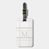 Eenvoudig wit Modern Monogram Initiaal Plaid Bagagelabel (Voorkant verticaal)