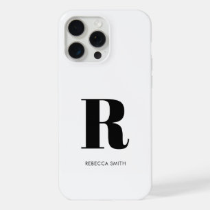 Eenvoudig wit modern monogram iPhone 15 pro max case