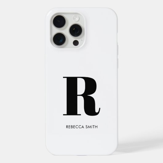 Eenvoudig wit modern monogram iPhone hoesje (Achterkant)