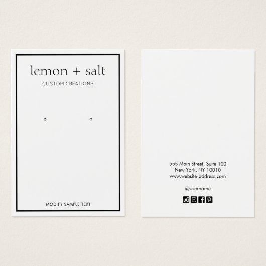 Eenvoudig wit, modern, sierachtig beeldscherm visitekaartje (Voorkant /achterkant)