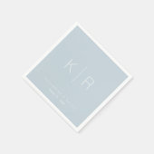 Eenvoudig wit monogram Dusty Blue bruiloft servett Servet (Hoek)