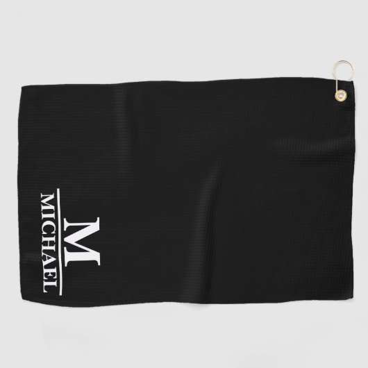 Eenvoudig wit monogram golfhanddoek (Horizontaal)