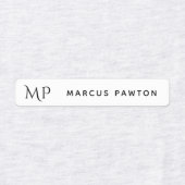 Eenvoudig Wit Monogram Kinder Naam Kleding Labels (Design 1)