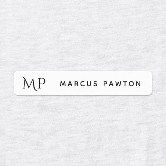 Eenvoudig Wit Monogram Kinder Naam Kleding Labels (Design 1)