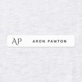 Eenvoudig Wit Monogram Kinder Naam Kleding Labels (Design 2)