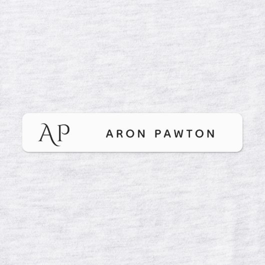 Eenvoudig Wit Monogram Kinder Naam Kleding Labels (Design 2)