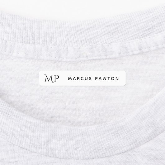 Eenvoudig Wit Monogram Kinder Naam Kleding Labels (Aangebracht)