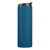 Eenvoudig wit monogram of naam op Ocean Blue Thermosbeker (Gedraaid links)