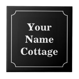 Eenvoudig wit op zwart stopbord tegeltje