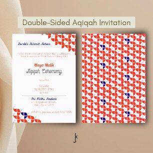Eenvoudig wit oranje patroon, Aqiqah baby shower Kaart