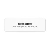 Eenvoudig Wit Professioneel Terugkeeradresetiket Etiket (Voorkant)