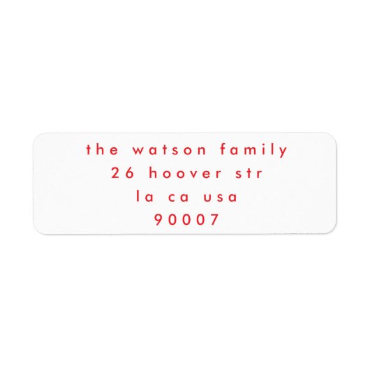 Eenvoudig wit rood kerstfeestdag retouradres etiket (Voorkant)