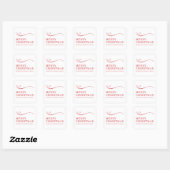 Eenvoudig wit rood modern Prettig Kerstfeest Vierkante Sticker (Vel)