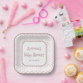 Eenvoudig Wit Roze Bijenkorf Baby shower Papieren Bordje (Feest)