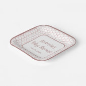 Eenvoudig Wit Roze Bijenkorf Baby shower Papieren Bordje (Gebogen)