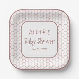 Eenvoudig Wit Roze Bijenkorf Baby shower Papieren Bordje