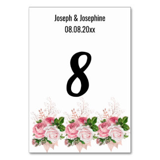 Eenvoudig wit roze Floral Bouquet TABEL NUMMER Kaart