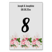 Eenvoudig wit roze Floral Bouquet TABEL NUMMER Kaart (Achterkant)