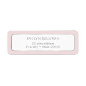 Eenvoudig wit roze zilveren retouradres label (Voorkant)