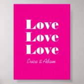 Eenvoudig wit schoon 3 x liefde | Hot Pink Poster (Voorkant)