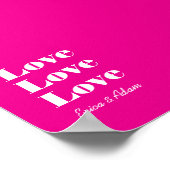 Eenvoudig wit schoon 3 x liefde | Hot Pink Poster (Hoek)