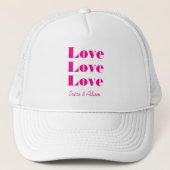 Eenvoudig wit schoon 3 x liefde | Hot Pink Trucker Pet (Voorkant)