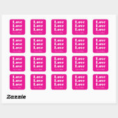Eenvoudig wit schoon 3 x liefde | Hot Pink Vierkante Sticker (Vel)
