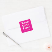 Eenvoudig wit schoon 3 x liefde | Hot Pink Vierkante Sticker (Envelop)
