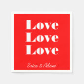 Eenvoudig wit schoon 3 x liefde | Neon Red Servet (Voorkant)
