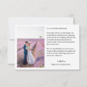 Eenvoudig wit script (hart) trouwfoto bedankkaart (Achterkant)