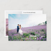 Eenvoudig wit script (hart) trouwfoto bedankkaart (Voorkant / Achterkant)