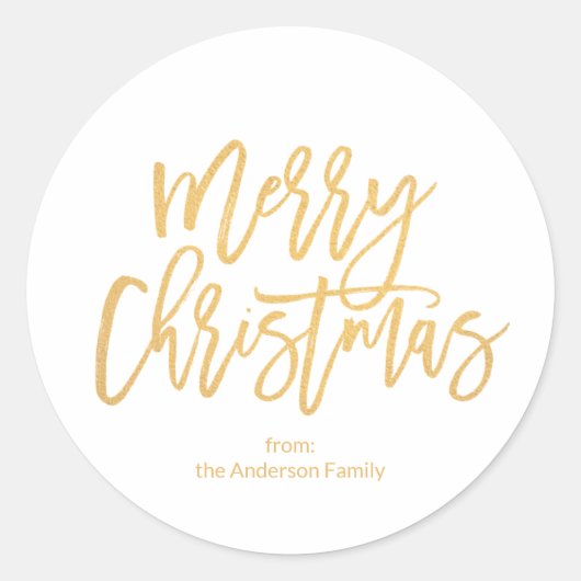 Eenvoudig wit script, prettige kerst ronde sticker (Voorkant)