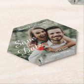 Eenvoudig wit slaat de datum op kartonnen onderzetters (Schuin)