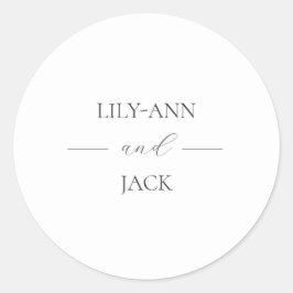 Eenvoudig Wit Stijlvol Monogram Script Bruiloft Ronde Sticker