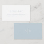 Eenvoudig wit stoffig blauw huwelijkscadeau regist informatiekaartje (Voorkant / Achterkant)