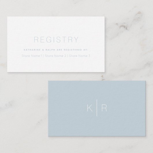 Eenvoudig wit stoffig blauw huwelijkscadeau regist informatiekaartje (Voorkant / Achterkant)