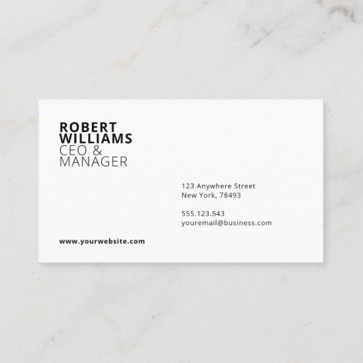 Eenvoudig, wit visitekaartje (Achterkant)