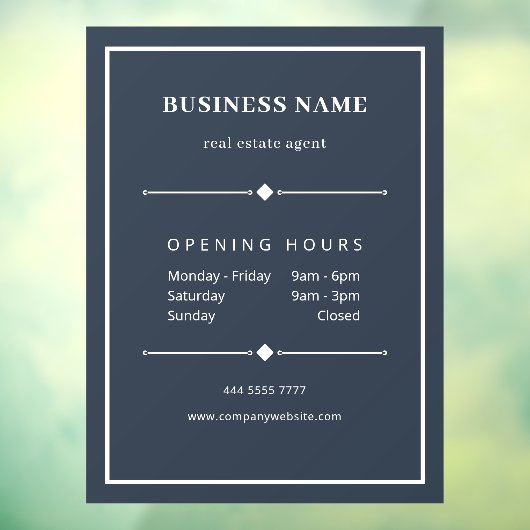 Eenvoudig Wit Zakenkantoor op Grijs Blauw Raamsticker (Vel 3)