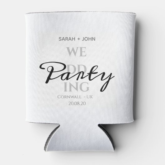 Eenvoudig wit zomer bruiloft blikjeskoeler (Voorkant)