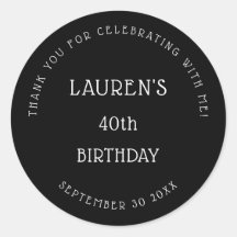 Eenvoudig Wit Zwart 40ste Verjaardagsfeestje Dank 