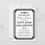 Eenvoudig wit & zwart Art Deco repetitie diner Kaart (Voorkant)