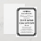 Eenvoudig wit & zwart Art Deco repetitie diner Kaart (Voorkant / Achterkant)