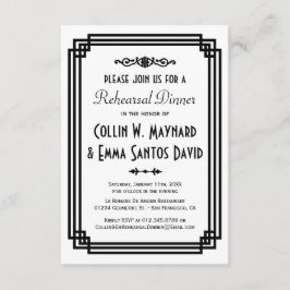 Eenvoudig wit & zwart Art Deco repetitie diner Kaart