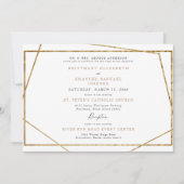 Eenvoudig wit zwart en gouden geometrische bruilof kaart (Voorkant)