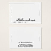 Eenvoudig wit zwart-grenslijnscript breedbeeldsche visitekaartje (Voorkant /achterkant)