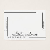 Eenvoudig wit zwart-grenslijnscript breedbeeldsche visitekaartje (Voorkant)