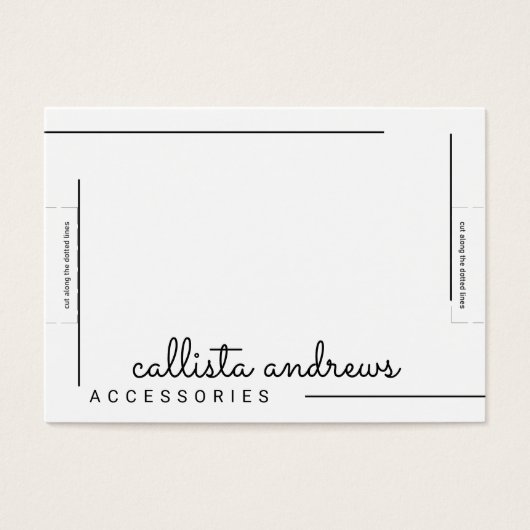 Eenvoudig wit zwart-grenslijnscript breedbeeldsche visitekaartje (Voorkant)